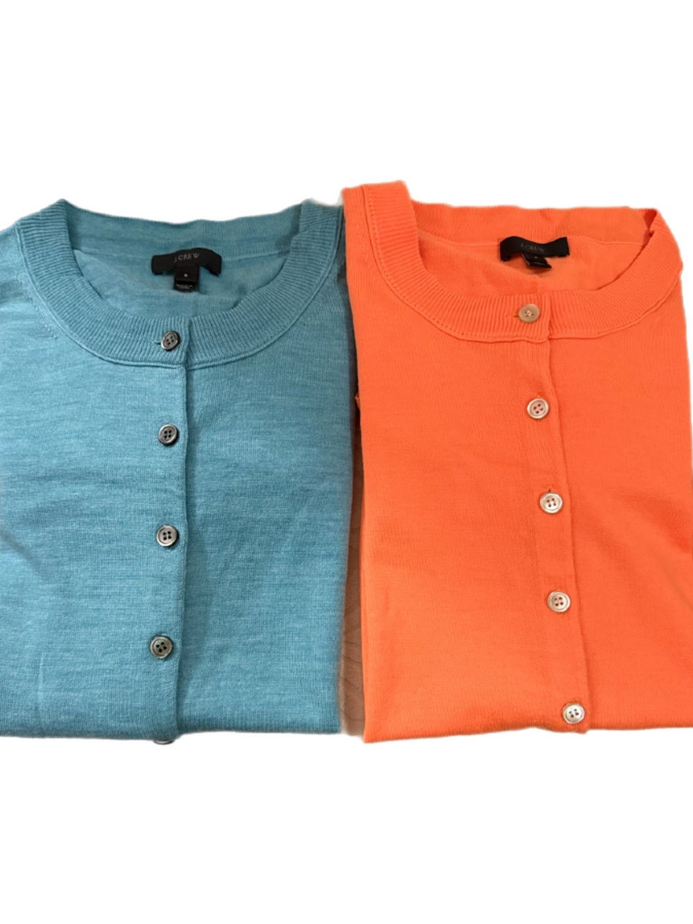 J. Crew Women’s Crewneck Button Cardigan - Teal and Orange (2 Pack)